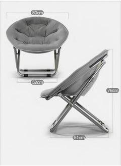 Reelyo Grey Folding Reclining Lounge Recliner Lazy Sofa Modern Upholstered Chair Portable Lounge Chair Widened Seat Design Balcony Bedroom Chair Leisure Chair For Meditation Reading Tv Watching Gaming  - Image 2