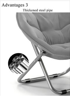 Reelyo Grey Folding Reclining Lounge Recliner Lazy Sofa Modern Upholstered Chair Portable Lounge Chair Widened Seat Design Balcony Bedroom Chair Leisure Chair For Meditation Reading Tv Watching Gaming  - Image 5