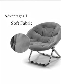 Reelyo Grey Folding Reclining Lounge Recliner Lazy Sofa Modern Upholstered Chair Portable Lounge Chair Widened Seat Design Balcony Bedroom Chair Leisure Chair For Meditation Reading Tv Watching Gaming  - Image 3