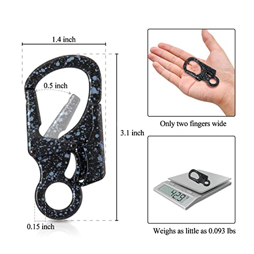 Ahiller Carabiner Clip, Double Anti-Misopening Locking Design, 3" Zinc Alloy Heavy Keychain for Outdoor Camping Hiking, Key Ring Clip (Black Blue-1P) - Image 2