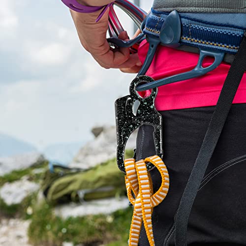 Ahiller Carabiner Clip, Double Anti-Misopening Locking Design, 3" Zinc Alloy Heavy Keychain for Outdoor Camping Hiking, Key Ring Clip (Black Blue-1P) - Image 4