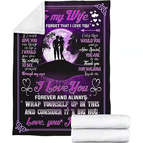 Aizhuang Personalized to My Wife Blanket from Husband, Cozy Super Soft Plush Fleece Throw Blanket with Quotes, for Birthday, Anniversary and Valentine's Day (60x80 inches) - Image 5