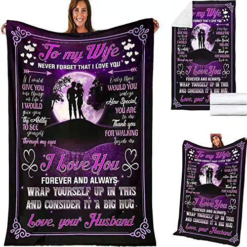 Aizhuang Personalized to My Wife Blanket from Husband, Cozy Super Soft Plush Fleece Throw Blanket with Quotes, for Birthday, Anniversary and Valentine's Day (60x80 inches) - Image 3