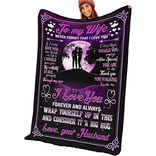 Aizhuang Personalized to My Wife Blanket from Husband, Cozy Super Soft Plush Fleece Throw Blanket with Quotes, for Birthday, Anniversary and Valentine's Day (60x80 inches) - Image 2
