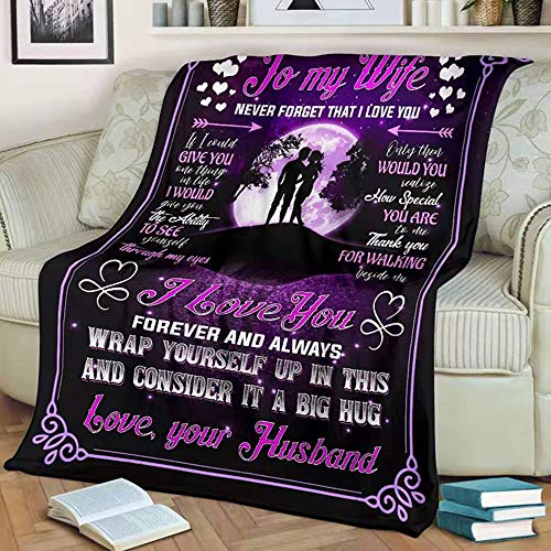 Aizhuang Personalized to My Wife Blanket from Husband, Cozy Super Soft Plush Fleece Throw Blanket with Quotes, for Birthday, Anniversary and Valentine's Day (60x80 inches) - Image 4