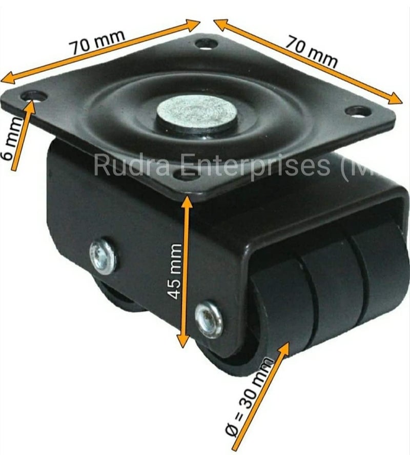 Castor Wheel for furniture Heavy Duty Revolving 6X Roller Caster for Furniture 450kgs Load Capacity with Polyurethane PU Wheels and Top Plate Rotating 360 Degree Pack of 4 - Image 2