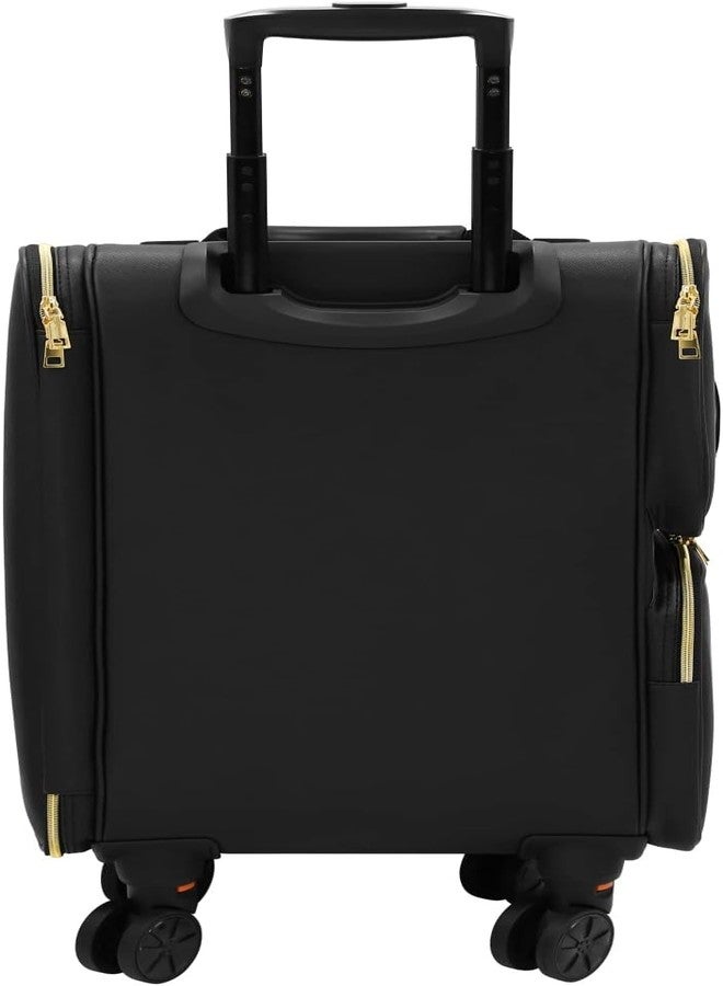 Qtavia Leather Rolling Makeup Train Case, Professional Makeup Case, Travel Cosmetic Organizer Make Up Storage Bag for Makeup Artist, Hairstylist, Barbers, with 5 Toiletry Bags, Black - Image 2