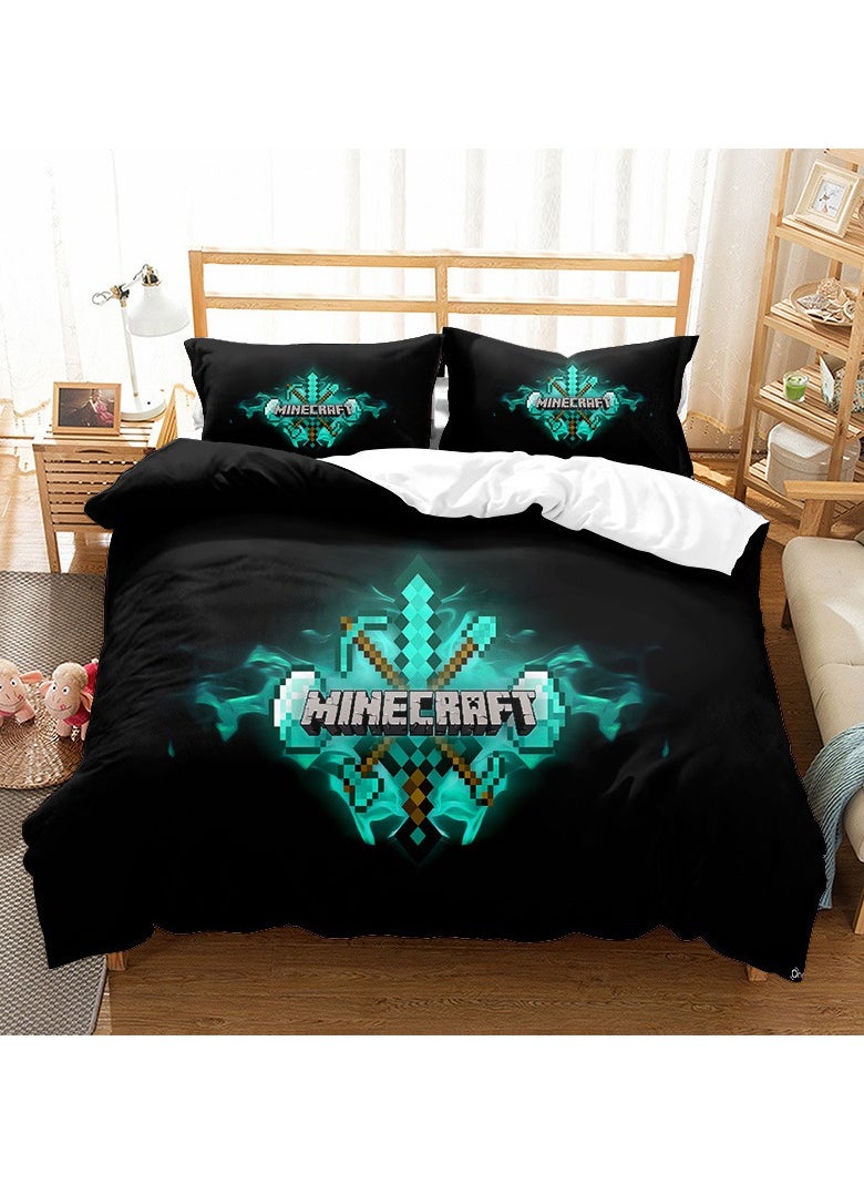 Generic Minecraft Game Peripheral Bedding Three-Piece Set 200*200cm  - Image 1