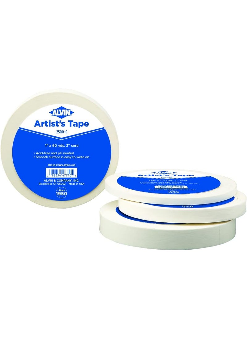Alvin ALVIN Artist Tape 34 Inch 60 Yards Model 2500B for DIY Water Color Drafting Labeling Marking Framing Design AcidFree Low Tack White Pro Art Tape for Paper Canvas 60 Yards Roll  - Image 2