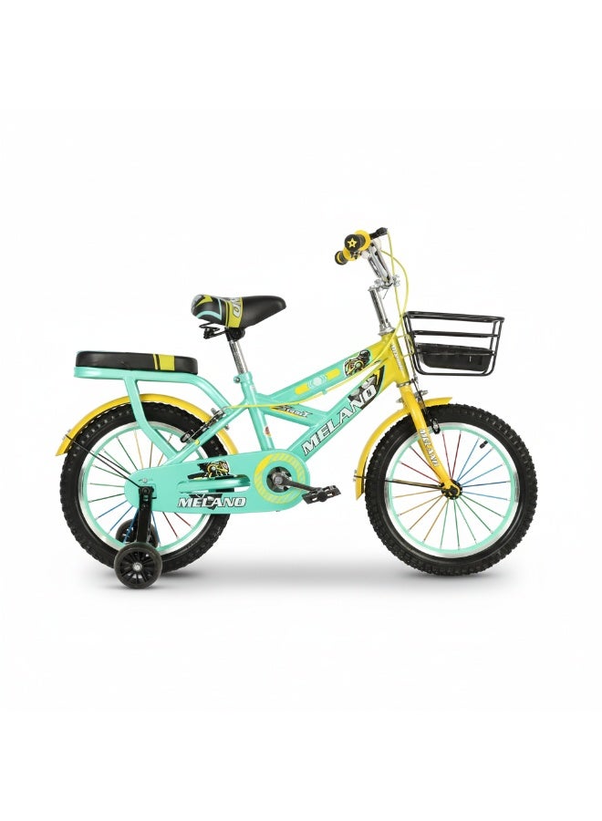MELANO 16-Inch Kids' Bicycle - Lightweight Steel Frame for Boys and Girls (Ages 4-6) YELLOW X TURQUAZ
