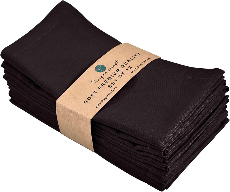 FINGERCRAFT Cloth Napkins Cotton Linen Mitered Corner Soft Durable Washable EcoFriendly Napkins Cloth 12 Pack 18x18 inch Premium Quality for Home Hotel Parties Christmas Wedding Dinner Black - Image 1