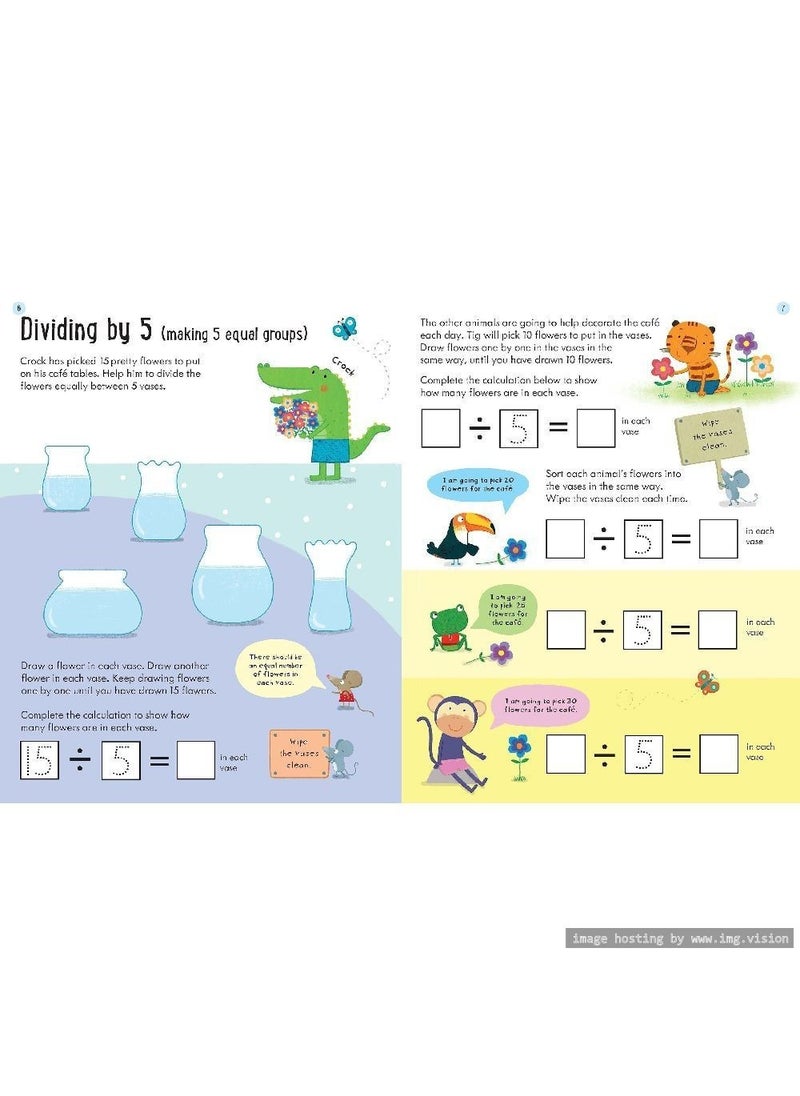 Usborne - Usborne Key Skills Wipe-Clean Dividing – Reusable Activity Book for Ages 5+, Early Math Practice with Pen, Supports KS1 Learning - Image 1