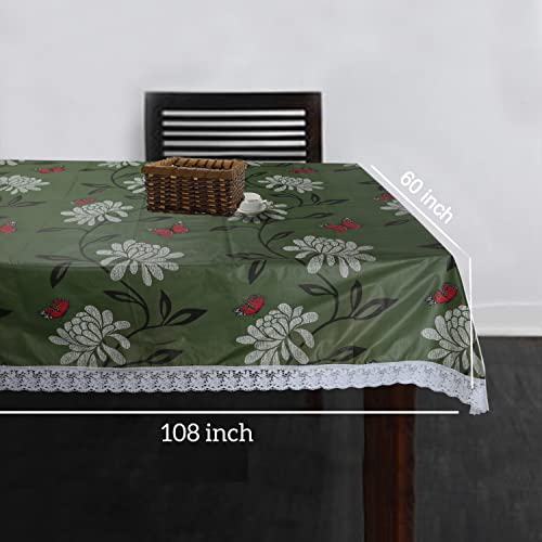 Homerz Premium 8-10 Seater Dining Table Cover, Size 60 x 108 inch Exact, Waterproof and Easy to Clean (Olive Butterfly) - Image 2