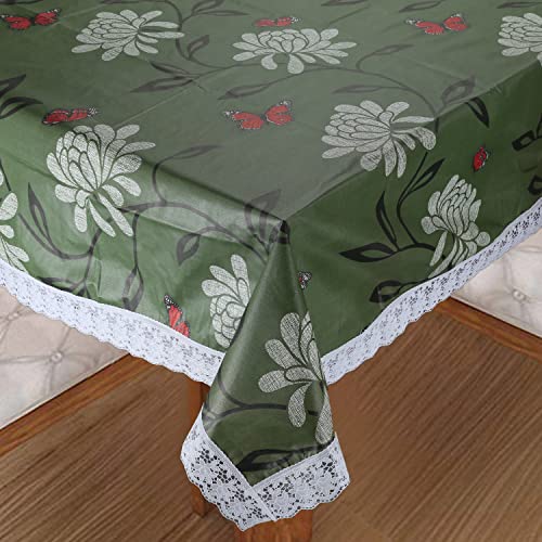 Homerz Premium 8-10 Seater Dining Table Cover, Size 60 x 108 inch Exact, Waterproof and Easy to Clean (Olive Butterfly) - Image 1