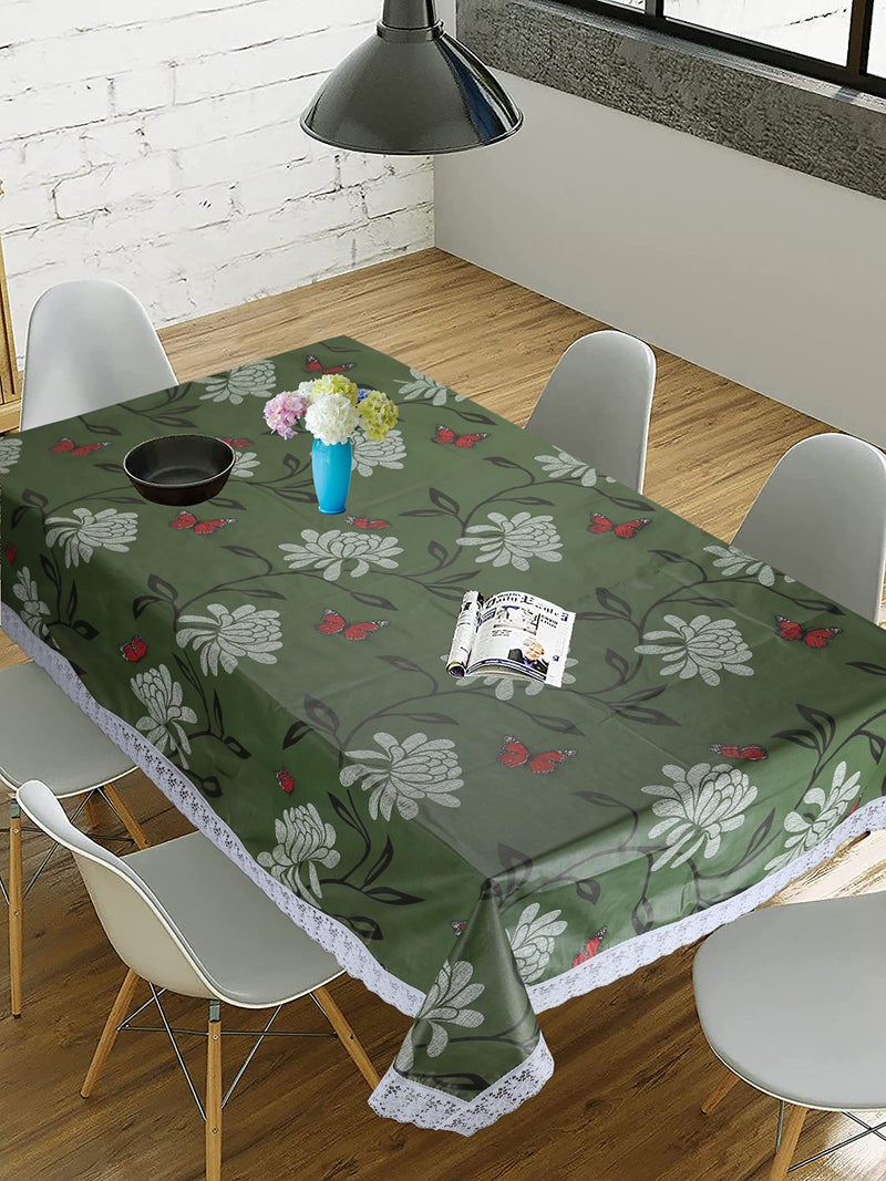 Homerz Premium 8-10 Seater Dining Table Cover, Size 60 x 108 inch Exact, Waterproof and Easy to Clean (Olive Butterfly) - Image 3