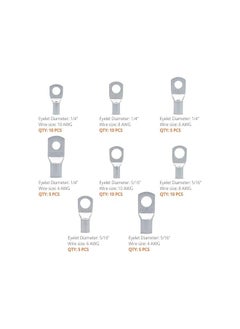 The Bros 60Pcs Copper Ring Lug Terminals Battery Cable Ends Copper Eyelets Terminal Connectors Electrical Wire Cable Crimp Connector SC6-SC25 Set（silver）  - Image 2