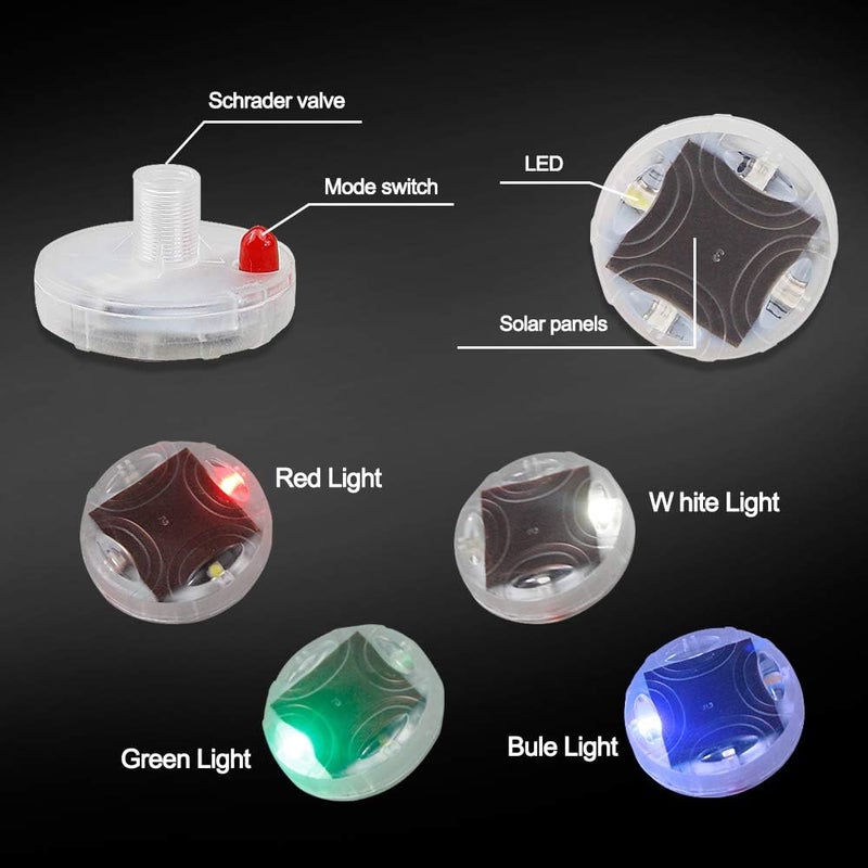 CARLITS Car Tire Wheel Lights, 4pcs Air Valve, Hub Lamp Cap Light with Motion Sensors Colorful LED Tire Light Gas Nozzle for Car Bicycle Motorcycles Accessories - Image 3