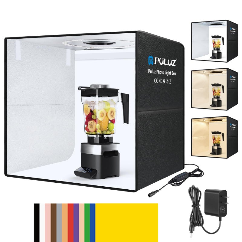 PULUZ Light Box Photography, 20x20 inch Portable Photo Studio Light Box, Professional Dimmable Quick Charge USB-C Photo Booth with 200 LED Lights & 12 Color Backdrops Photo Box for Product Photography - Image 1