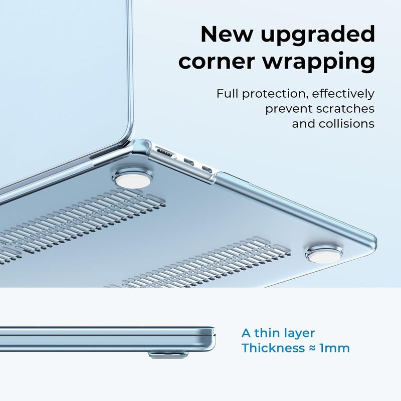 Eoocoo حافظة EooCoo متوافقة مع ماك بوك إير 15 بوصة M4 M3 M2 إصدار 2025 2024 2023، A3241 A3114 A2941 مع Touch ID، غلاف صلب بلاستيكي واقي شفاف [مطابقة للون الرسمي] - أزرق سماوي كريستالي - Image 4