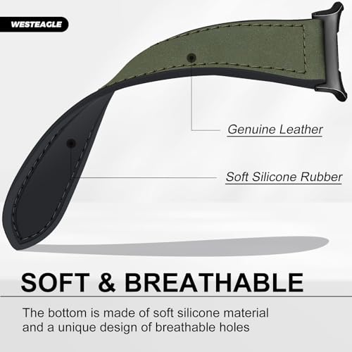 WestEagle Magnetic Leather Watch Band Compatible with Samsung Galaxy Watch Ultra 47mm (2025/2024) Magnetic Buckle Design Adjustable Classic Wristbands Replacement Straps for Men and Women, Green - Image 5