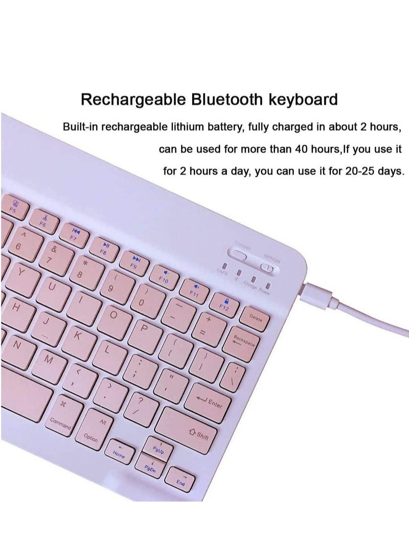 Rechargeable Bluetooth Keyboard and Mouse Combo Ultra-Slim Portable Compact Wireless Mouse Keyboard Set for Android Windows Tablet Cell Phone iPhone iPad Pro Air Mini, iPad OS/iOS 13 and Above (Pink)  - Image 2
