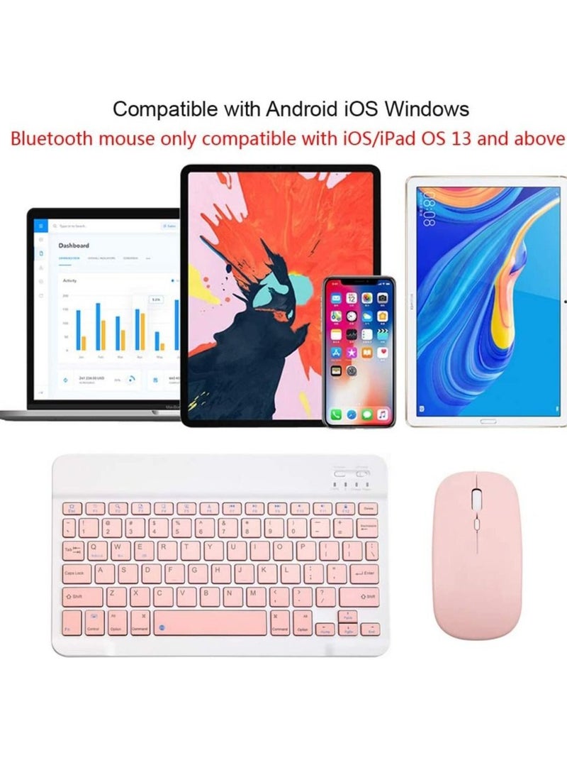 Rechargeable Bluetooth Keyboard and Mouse Combo Ultra-Slim Portable Compact Wireless Mouse Keyboard Set for Android Windows Tablet Cell Phone iPhone iPad Pro Air Mini, iPad OS/iOS 13 and Above (Pink)  - Image 4