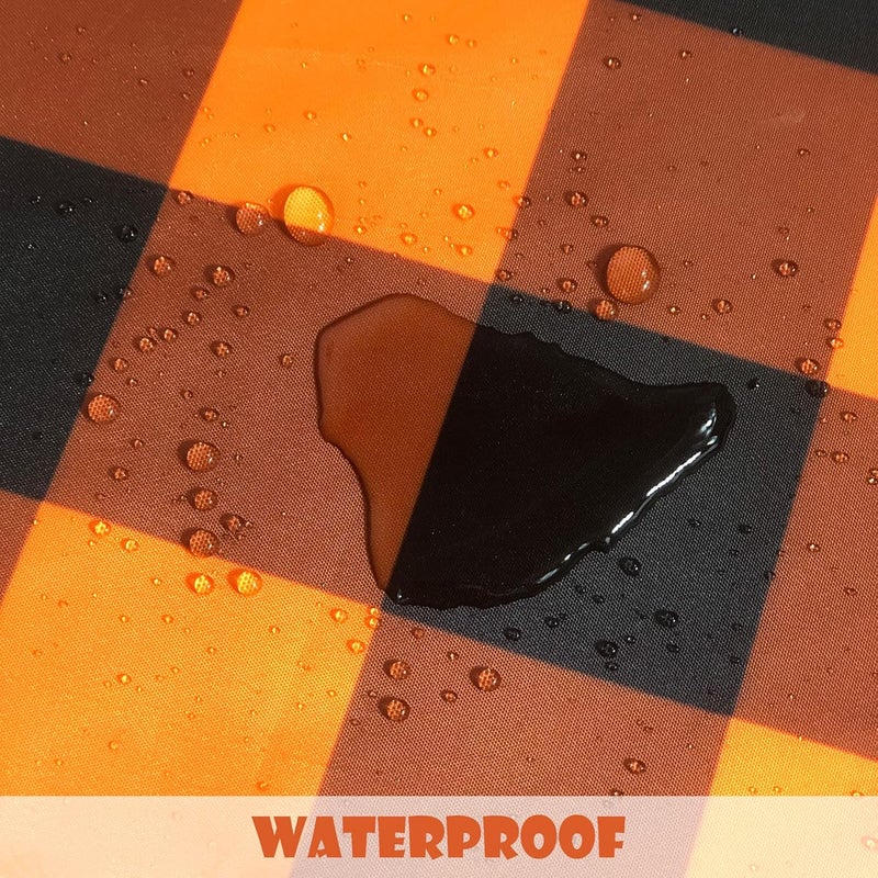 SuQKXCo Buffalo Plaid Round Tablecloth  60 inch Black and Orange Thanksgiving  Halloween Table Cover Mat  Spill Proof Table Covers for Kitchen Party Dinner Tabletop Decoration - Image 5