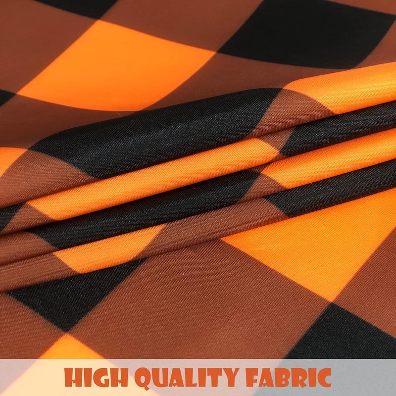 SuQKXCo Buffalo Plaid Round Tablecloth  60 inch Black and Orange Thanksgiving  Halloween Table Cover Mat  Spill Proof Table Covers for Kitchen Party Dinner Tabletop Decoration - Image 4