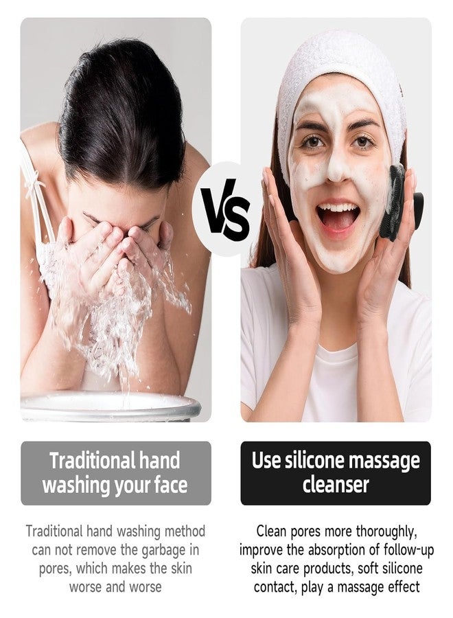 AIG Silicone Face Scrubber Black | Soft Facial Cleansing Brush for Women & Men | Deep Exfoliating, Blackhead Remover & Pore Cleaner | Gentle Silicone Face Wash Brush for Glowing Skin - Reusable & Hygienic - Image 2