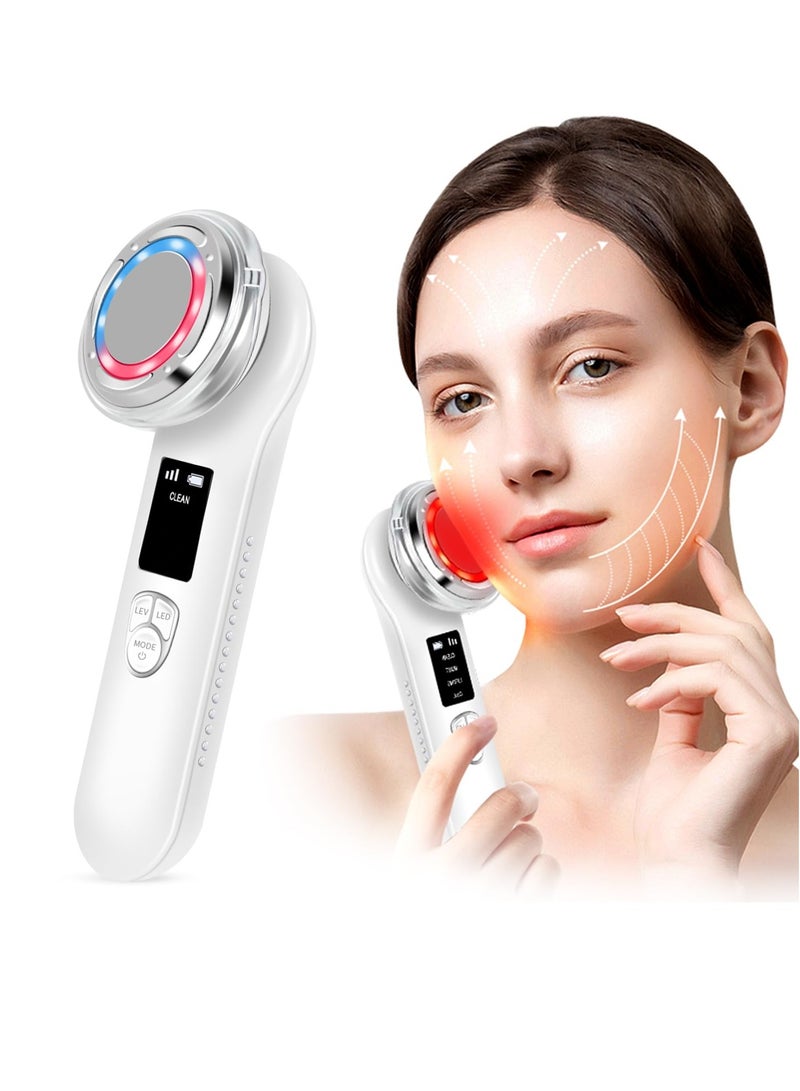 SYOSI جهاز تدليك الوجه الكهربائي لرفع الوجه علاج الضوء الأحمر للتجاعيد للوجه والرقبة أدوات العناية بالبشرة المضادة للشيخوخة عصا الوجه لتبريد وقوالب دافئة لتنظيف عميق أدوات العناية بالبشرة متعددة الوظائف أبيض مائل للأصفر - Image 1