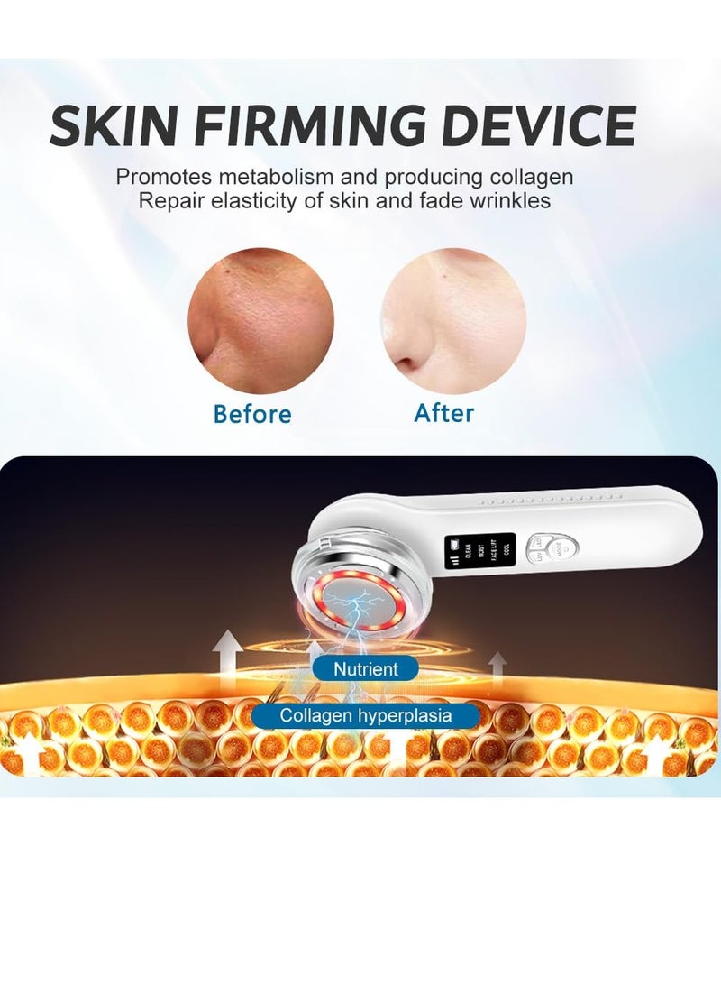 SYOSI جهاز تدليك الوجه الكهربائي لرفع الوجه علاج الضوء الأحمر للتجاعيد للوجه والرقبة أدوات العناية بالبشرة المضادة للشيخوخة عصا الوجه لتبريد وقوالب دافئة لتنظيف عميق أدوات العناية بالبشرة متعددة الوظائف أبيض مائل للأصفر - Image 3