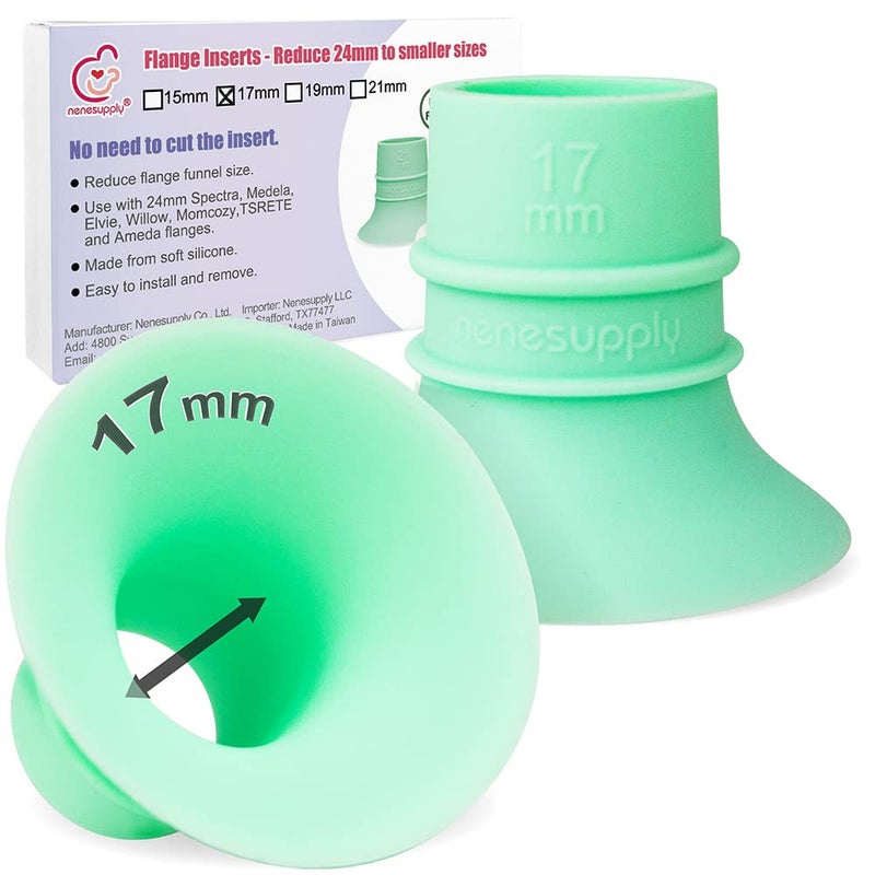 Nenesupply 2nd Generation 17mm Flange Inserts Compatible with 24mm Flange of Elvie OG Elvie Stride Spectra Momcozy Willow Reduce 24mm to 17mm Replace Elvie Inserts Not Original Elvie Pump Parts