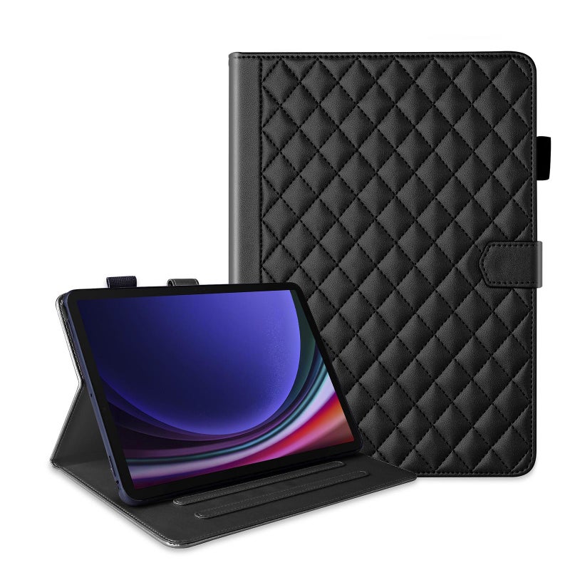 erorex For Samsung Galaxy Tab S10 Fe+ Rhombus Lattice Leather Tablet Case(Black) - Image 1