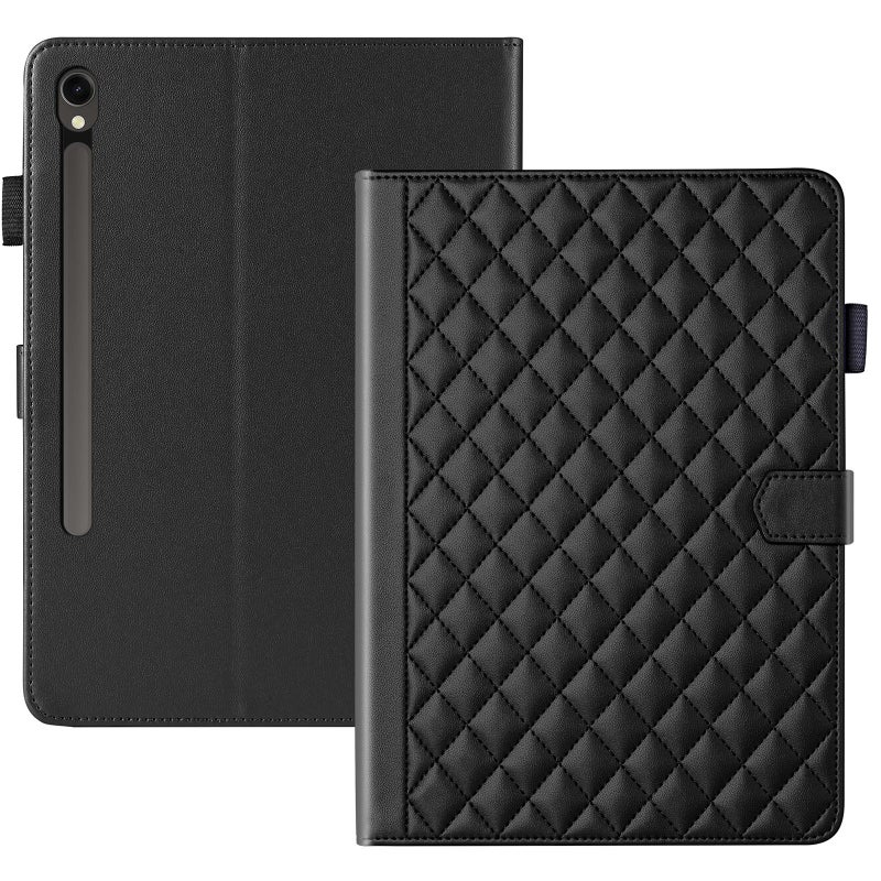 erorex For Samsung Galaxy Tab S10 Fe+ Rhombus Lattice Leather Tablet Case(Black) - Image 2