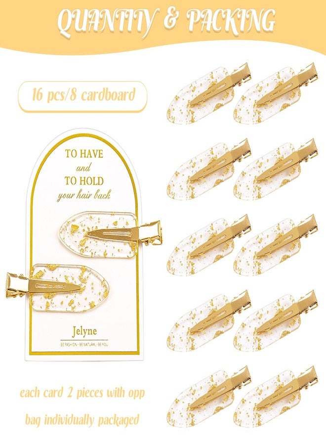 Jelyne 16PCS No Bend Hair Clips and Glitter Gold Bangs Clips - Makeup Ready Hair Setting Kit with Bridesmaid Proposal Gift - Image 3