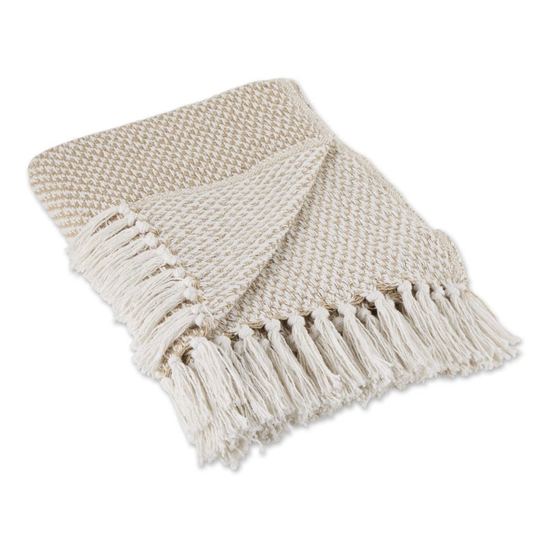 DII Woven Throw Collection 100 Cotton Basketweave 50x60 Stone