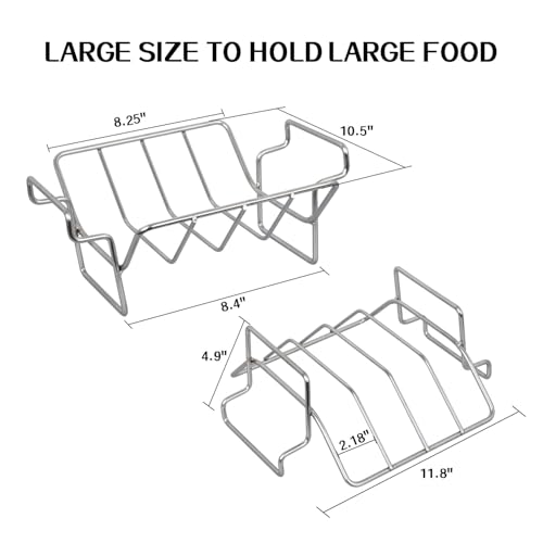 Burly grill Rib Rack for Big Green Egg, Stainless Steel BBQ Rib Racks for Grilling and Smoking Dual-Purpose Turkey Roaster Rack for Pit Boss, BGE and Kamado Joe, Holds Up to 4 Racks of Ribs - Image 2