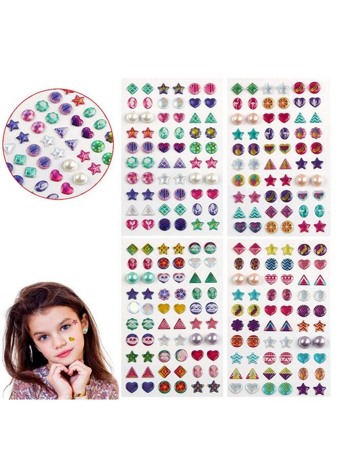 Augsun 240 Piece Sticker Earrings 3D Gems Sticker Girls Sticker Earrings Self Adhesive Glitter Craft Crystal Stickers  - Image 2