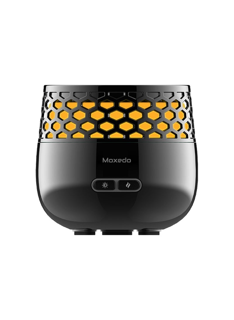 Moxedo موكسيدو موقد البخور الكهربائي المحمول مع موزع العطر مع 7 ألوان من أضواء LED قابلة للشحن عبر USB لتزيين المكتب والمنزل (أسود) - Image 1