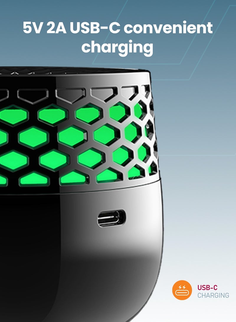 Moxedo موكسيدو موقد البخور الكهربائي المحمول مع موزع العطر مع 7 ألوان من أضواء LED قابلة للشحن عبر USB لتزيين المكتب والمنزل (أسود) - Image 5