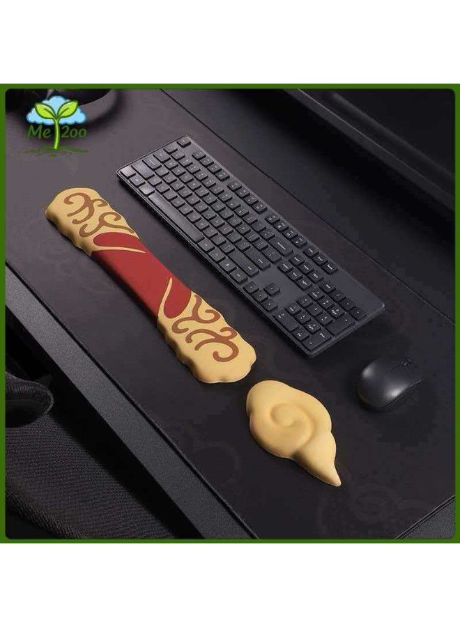 Cloud Wrist Rest Set, Monkey King Keyboard Palm Rest + Cloud Mouse Wrist Cushion, Slow Rebound Silicone Support For Office Gaming - Image 1