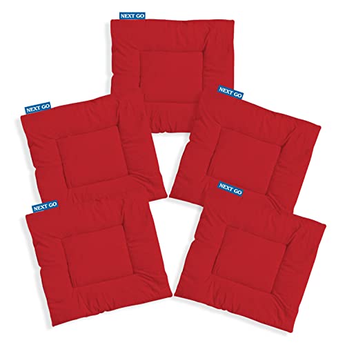 NEXTGO Floor Mat Puja Aasan 2Feet x 2Feet | Velvet Makhmal Fabric Microfiber Filling Floor Aasan for Dinner, Puja, Meditation, Garden, Yoga Mat for Home Office Ghar | Pack of 5 Ruby Rate - Image 1