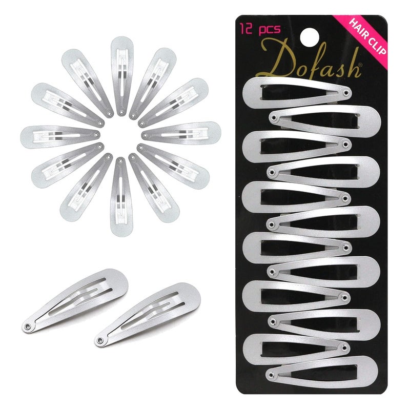 Dofash 5CM 2IN Sliver Snap hair Clips Metal Hair Grips Accessories 12PCS Silver