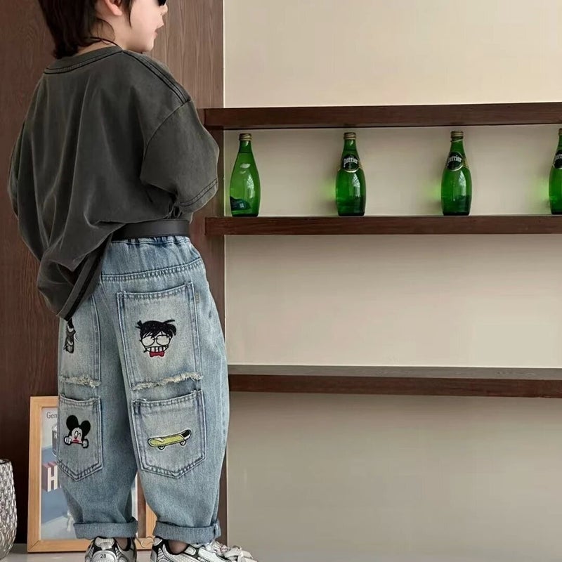 Boys Jeans All-Match Fashion 2025 Spring New Korean Casual Children'S Trousers Trendy Jeans - Image 2
