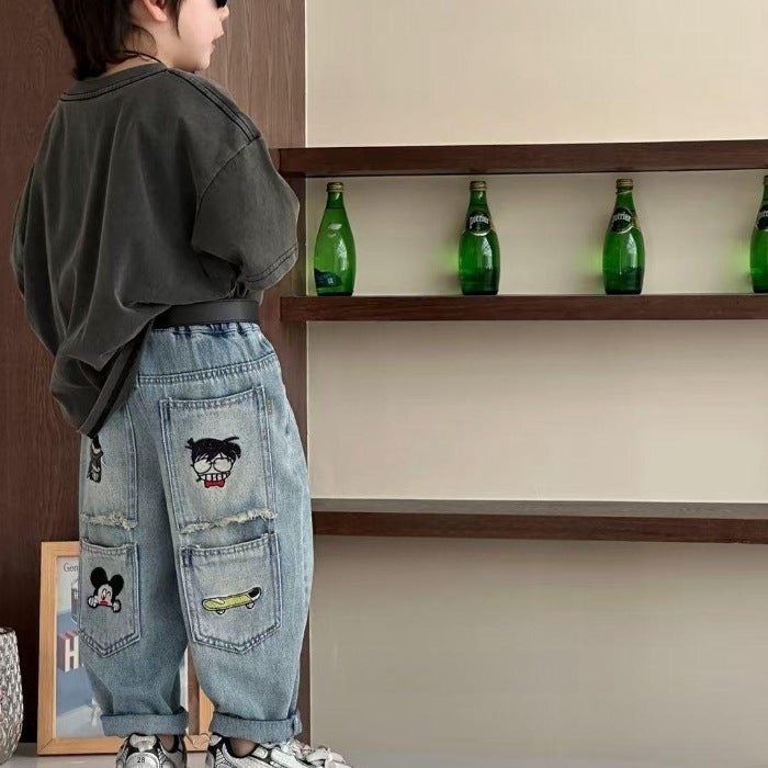 Boys Jeans All-Match Fashion 2025 Spring New Korean Casual Children'S Trousers Trendy Jeans - Image 1