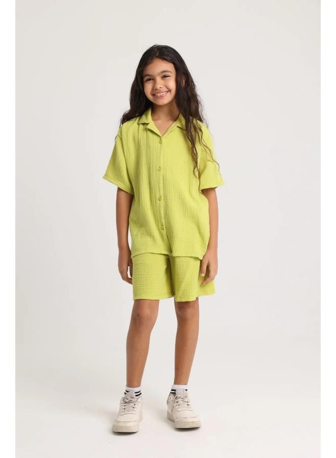 playmore Unisex Kids Light Green Cotton Outfit Set - Image 1
