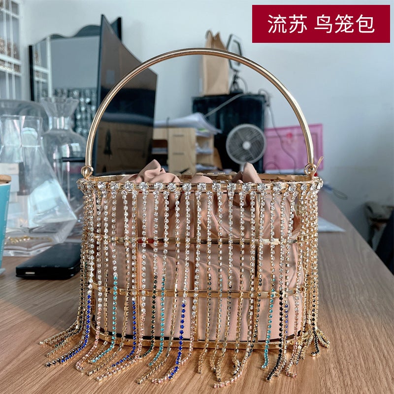 2023 Popular Diamond-Embedded Niche Bag Diy Dinner Pearl Portable Crossbody Banquet Bag - Image 1