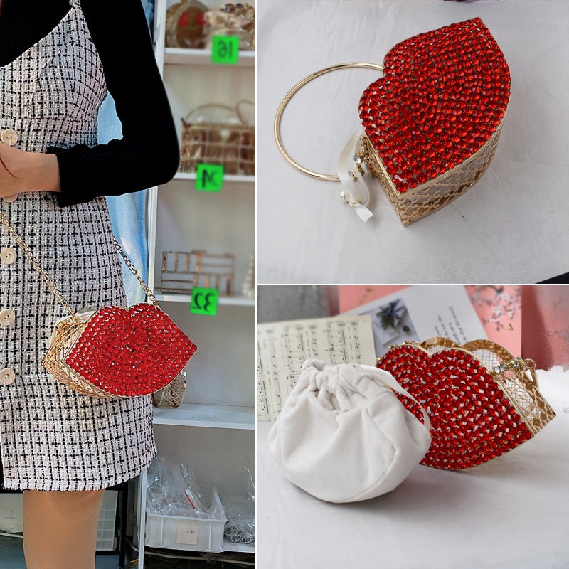 2023 Popular Diamond-Embedded Niche Bag Diy Dinner Pearl Portable Crossbody Banquet Bag - Image 4