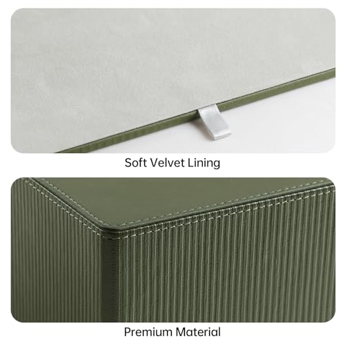 Cretkhp Tissue Box Cover Square with Magnetic Closure, PU Leather Tissue Box Holder for Bathroom NightStands Livingroom, Decorative Modern Square Tissue Holder (Green) - Image 4