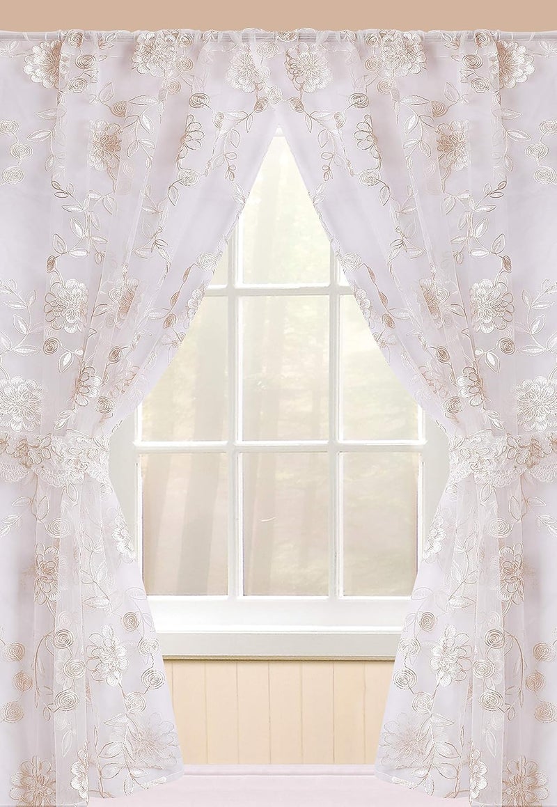 Popular Bath Rose Vine, Window Curtain, Beige-Taupe 54.00" x 36.00" - Image 1